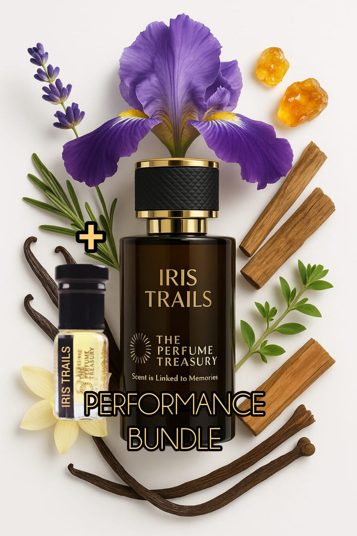 Iris Trails Performance Bundle (50ml parfum Spray + 3ml Perfume Oil)